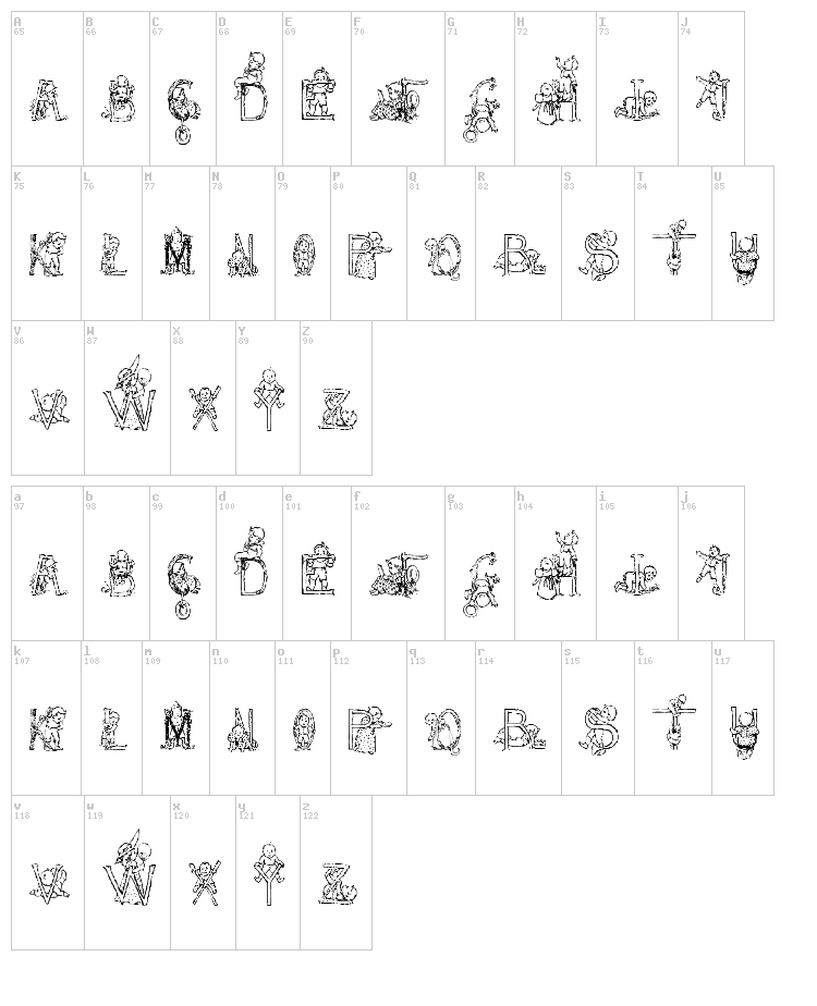 HFF Kids Stuff font map
